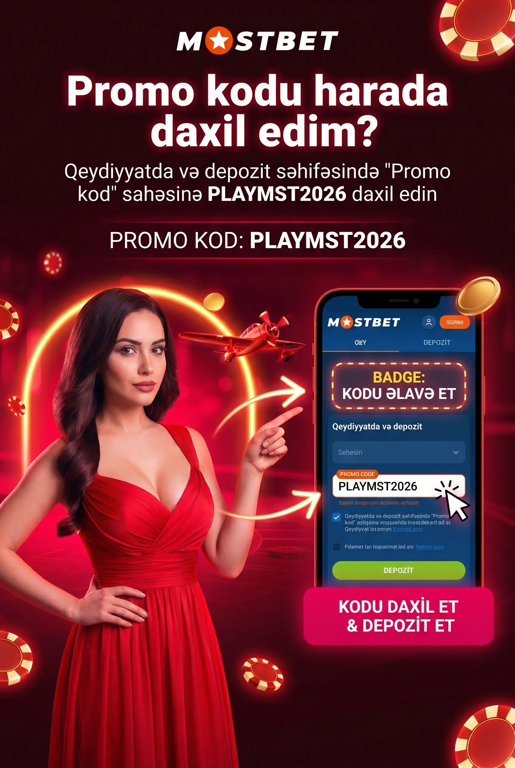 Mostbet promo kodu daxil etmə